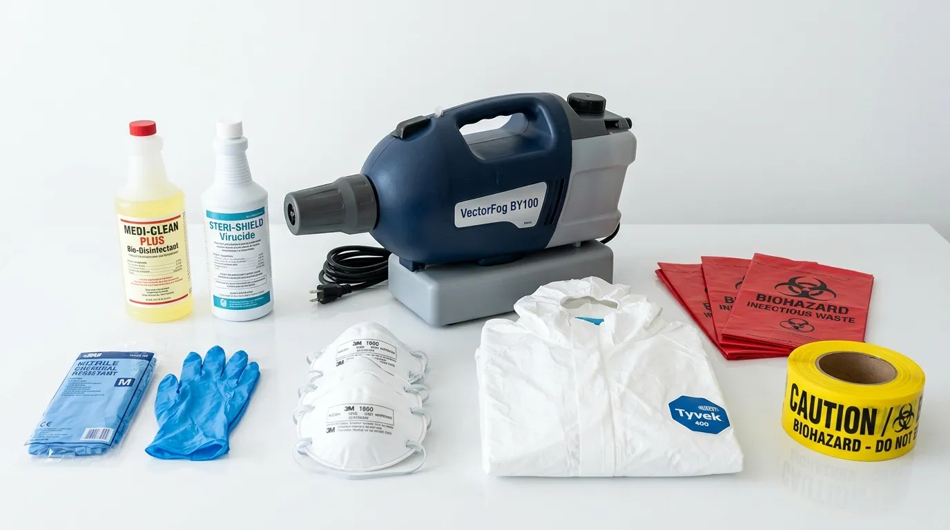 Professional biohazard remediation crew working in Chesterton